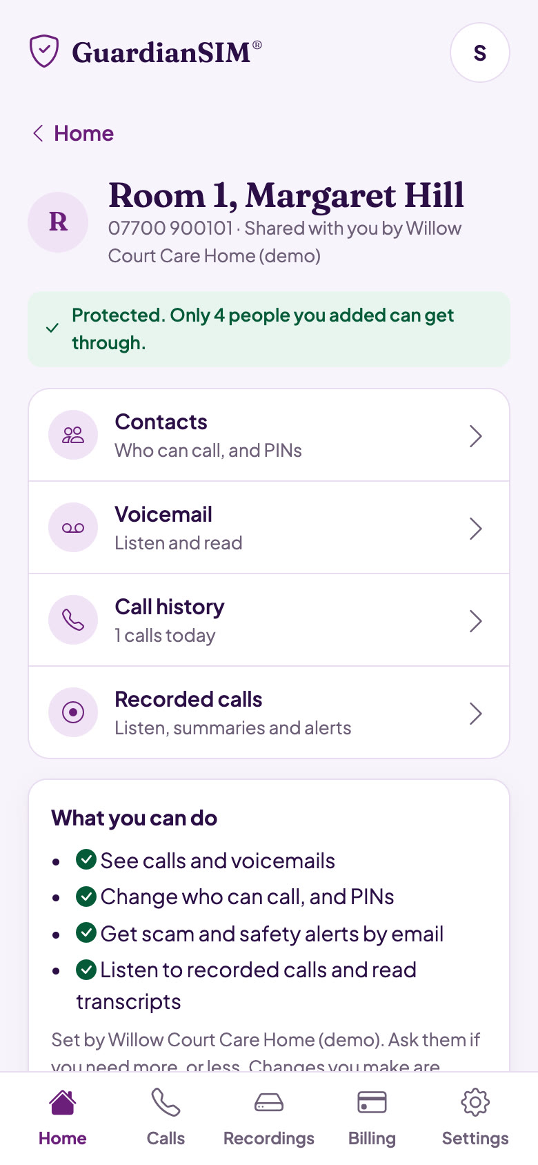 A daughter's view of her mother's phone, shared by the care home